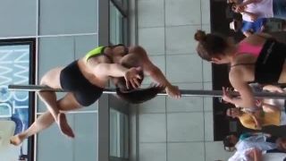 Stretchy girls showing their pole  dance-0