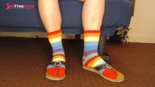 [GetFreeDays.com] Fuzzy Rainbow Socks Guess Leather Flip Flops Porn Clip May 2023-3