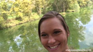 Horny babe making a sex tape outdoors Teen!-0