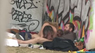 Homeless threesome Public!-7