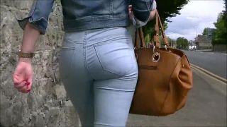 Candid teen ass in tight blue jeans-5