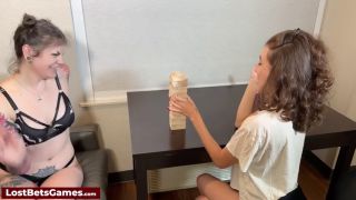 Strip Game Daphne Brooks and Liss Kisss playful Truth or Dare Jenga game-2