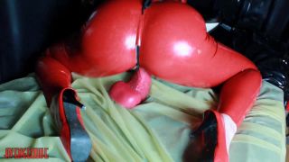 Rubber big rides on a huge bad dragon dildos Latex!-9