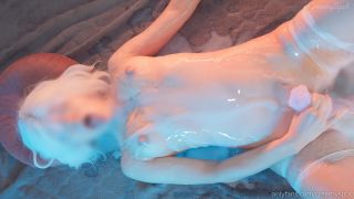 7195 Blonde in White Stockings Moans in a Puddle of Cum while...-9