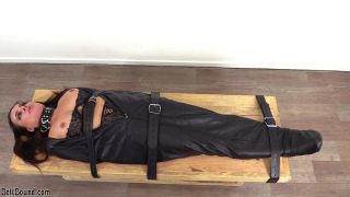 clip 11 femdom forced bi bdsm porn | Belt Bound – Lori strapped in a body bag | bondage-5