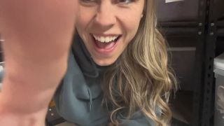 Hot Blonde MILF Fingering Herself At Work In The Warehouse.-4