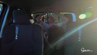 free adult clip 26 Back Seat Threesome, hot lesbians strapon hardcore fucking on webcam on threesome -1