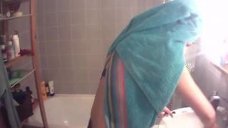 Hot girl's tits spied while washing  teeth-4