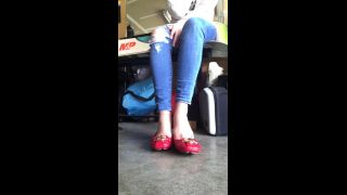 Apantyhoseobsessions - shoe play lovers this one for you min of shoe play in these red mk flats wearing she 09-11-2018-4