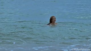 In the ocean, Alya Shon plays naked and gets wet hairy Alya Shon-9