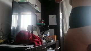 PinkyMadame - Amateur wife tries on clothes and cuts them off. Brunette hairy pussy, big tits, big ass.-6
