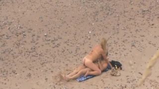 Older guy fucks a teen girl on a beach Voyeur-0