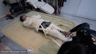 online adult video 49 big feet fetish Hinako Bondage Clinic – Taped Down to the Bed in a Latex Cat Suit and Canvas Straitjacket, bdsm on bdsm porn-4