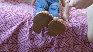 Stunning Footjobshoejob With Marvellous Sandals And Huge Cumshot...-9