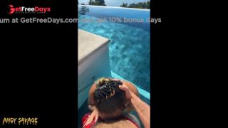 POV outdoor Public BJ at infinity pool THROATPIE-1