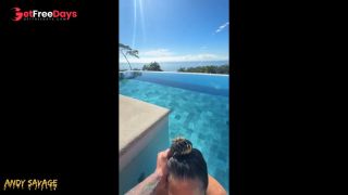 POV outdoor Public BJ at infinity pool THROATPIE-4