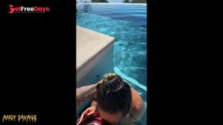 POV outdoor Public BJ at infinity pool THROATPIE-7