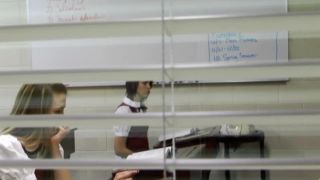Kailee (Pack)Kailee & Monica Caned In The Classroom - realspankingsinstitute1-2