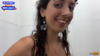 Crazy CUMWALK On Public Waterfall Full Of People Blowjob In Public Toil.-1