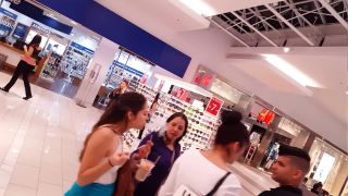 Candid vor latina teen beauty in blue shorts shopping-2