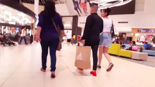 Candid vor latina teen beauty in blue shorts shopping-5