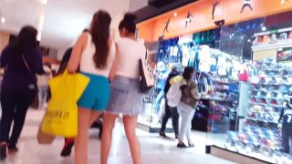 Candid vor latina teen beauty in blue shorts shopping-7