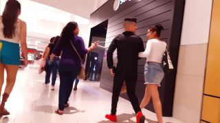 Candid vor latina teen beauty in blue shorts shopping-9