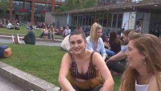 Busty girl smiles and waves at me-8