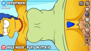 Hole House - Marge Simpson MILF Doggystyle Dripping Creampie Moaning Orgasm - Hole House Game-6