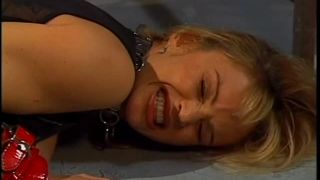 xxx clip 2 Chained Lesbian. Chained blonde in heels is at the mercy of brunette lesbian dominant woman using her crop and big black dildo to play with her, black dick sucking porn on black porn -9