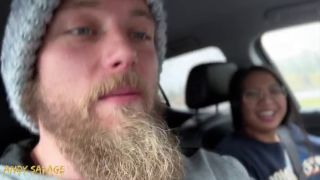 Homemade backseat of the car ANAL and THROAT with creampie-5