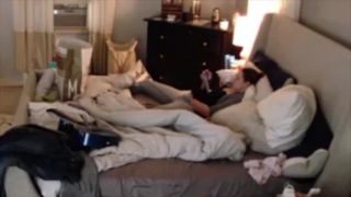 Horny girl fingering pussy on the bed while watching porn. spy cam - Amateur-1