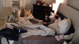 Horny girl fingering pussy on the bed while watching porn. spy cam - Amateur-9