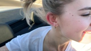 Public Teen Sex in the Convertible Car on a way to Las Vegas (Public) Eva Elfie-3