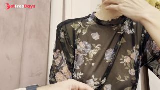 [GetFreeDays.com] Trying my new sheer blouse in a caffe, showing my hard pierced nipples in public. Adult Video December 2022-7