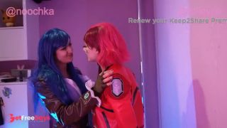 Handcuffed esbians rough each other up in a prison cell and kiss with tongue-1