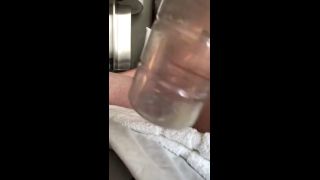 Solo Male Solo Bored Cum Spunk into a Juice Bottle-9