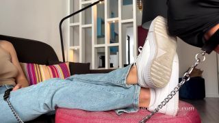 Goddess Aven makes her foot slave clean shoes and perfect sweaty fe - Foot fetish-1