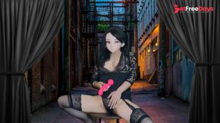 HENTAI Aibu. Back alley. sexy outfit. Sit down and masturbate with an electric vibrator.-0