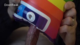 Vinyl **NO MUSIC** Down Jacket Fetish Guy Fucks Water Wing on Bed of Inflatable Mattress.-8