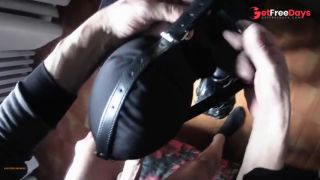 Milf tied to a chair, mouth fucked with ring gag and throatpie POV-5