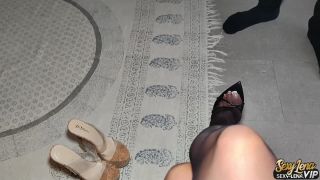 xxx clip 24 femdom mmf Sexy Lena - Nylon Pantyhose Footjob POV Explosion, femdom pov on handjob porn-1