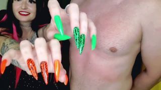 Dominatrix_Nika - Fetish of long colorful nails. Dominatrix scratches slave-8
