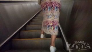 Hidden-Zone.com- Up3046 Upskirt for slim tanned girl with long multi-colored skirt. Our cameraman spent a long time -1