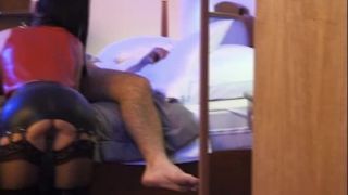 Agness Grimaldi Dominates Male with Spanking and Blowjob for Facial Latex!-1