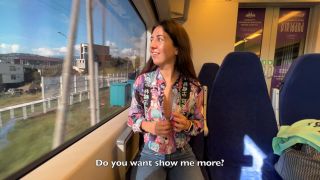 Shameless Girl Seduced A Guy On The Train And Gave Him A Blowjob In Public 1080p-5