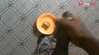 FREAKY TEEN CUMMING ON SNACK BEFORE EATING IT-1