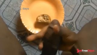 FREAKY TEEN CUMMING ON SNACK BEFORE EATING IT-7