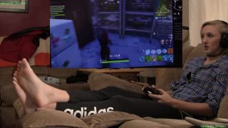 online clip 3 White girls feet | foot tease pov | gamer girl plays fortnite! barefoot joi - legs - feet porn cory chase foot fetish-5