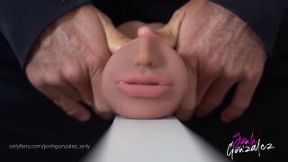 Jonh Gonzalez - Fleshlight Mouth Fuck - Loud Moaning and Cum in Mouth - Male Sex Toy-1